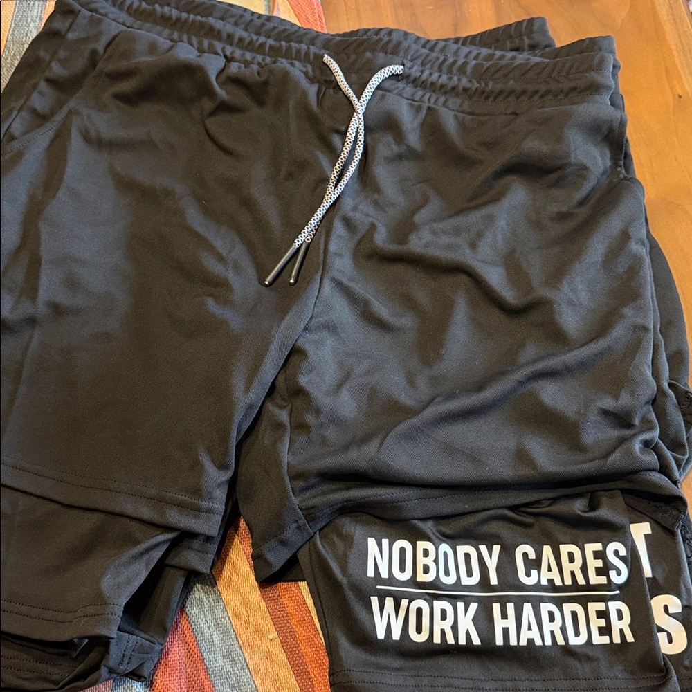 Black Graphic Men's Shorts - Picture 4 of 5